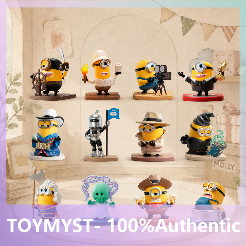 P POPMART Minions and the Big Monster Series Figure Mystery Box Toy ของแท้อินเทรนด์เล่น
