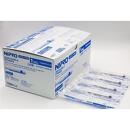 กระบอกไซริงค์ 1 ml Nipro ยกกล่อง บรรจุ 100 ชิ้น/กล่อง