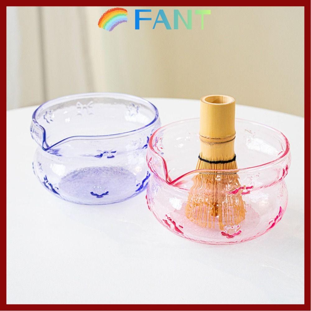 ชุดทํามัทฉะ FANT ชามมัทฉะแก้วสีชมพู นํากลับมาใช้ใหม่ด้วย Spout Bowknot Matcha Whisk Set คนรักชา