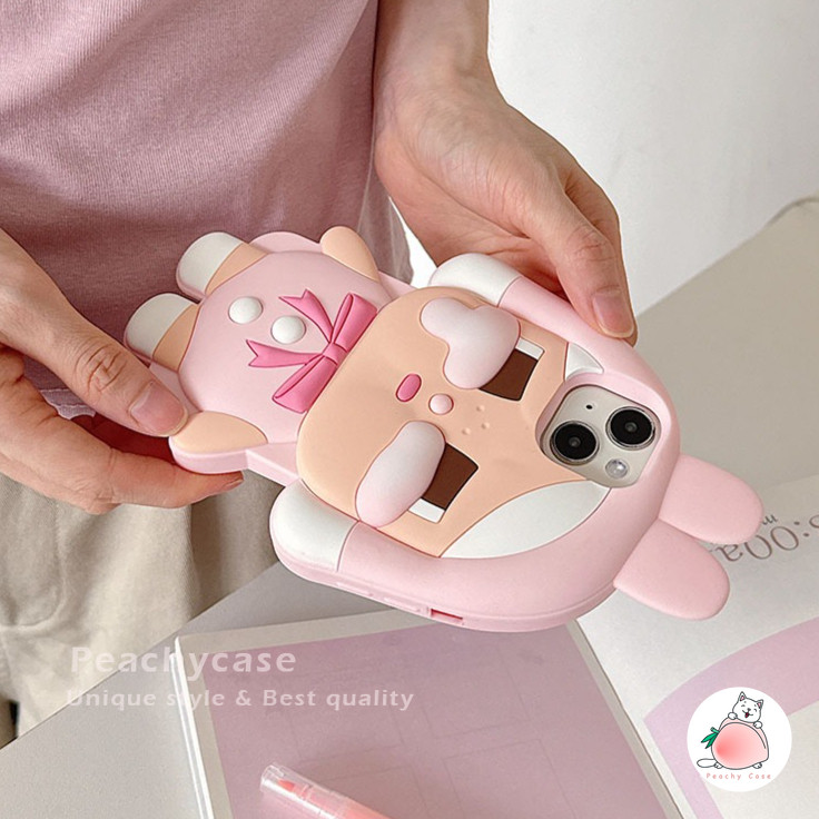 3D น่ารัก Bunny Crybaby สาวโทรศัพท์มือถือสําหรับ iPhone 17 16 15 14 13 Pro Max 12promax ซิลิโคนนุ่ม Drop ทนมือถือฝาหลัง - รูปที่ 6