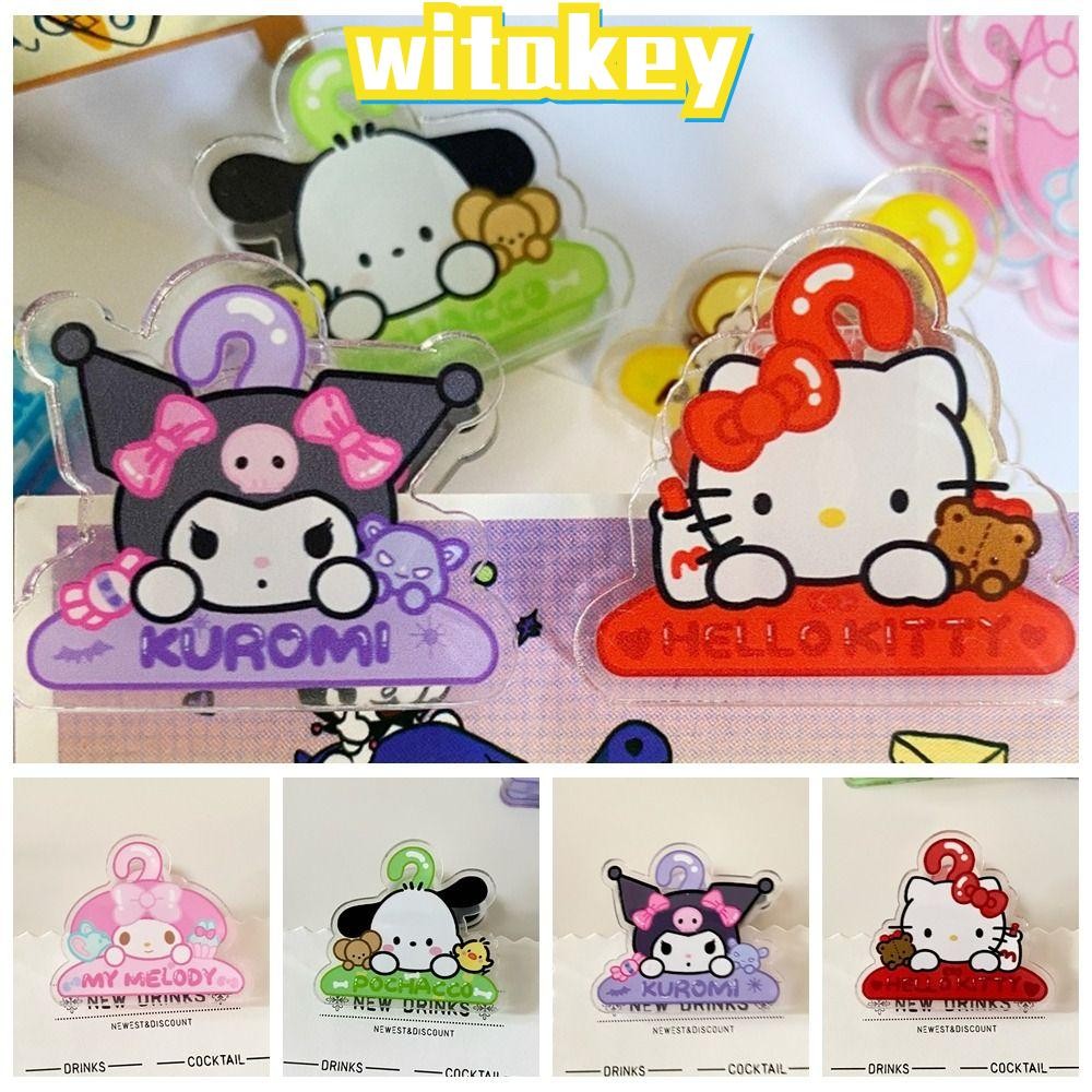 WITAKEY Kunomi PP Clip, กิ๊ฟคลิปโน้ตอะคริลิค,เครื่องเขียนการ์ตูนคลิปอะคริลิคนักเรียน