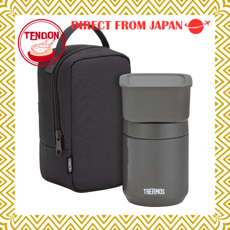 【ตรงจากญี่ปุ่น】ชุดกลางวัน Thermos กระปุกซุปสูญญากาศ 400ml สีเทาดำ ชุดกระปุกซุปและภาชนะ JEE-800 DGY