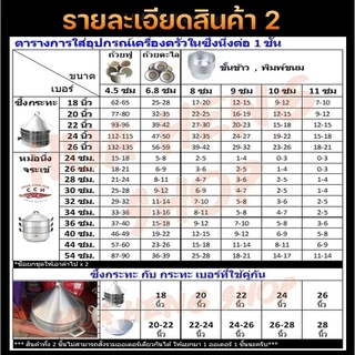 ซึ้งหัวแหลม อลูมิเนียม 2 ชั้น 1 ฝา ขนาด 18–26 นิ้ว สำหรับนึ่งขนมไทย อาหารปริมาณมาก