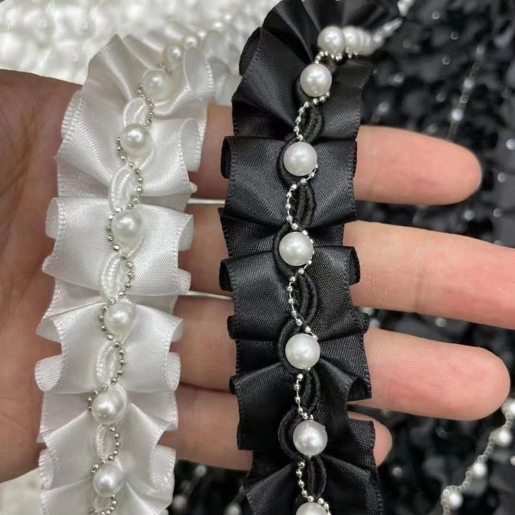 [100 ซม. ] ลูกปัดเล็บลูกไม้อุปกรณ์เสริมทําด้วยมือ DIY พัดลมตกแต่งเสื้อผ้า