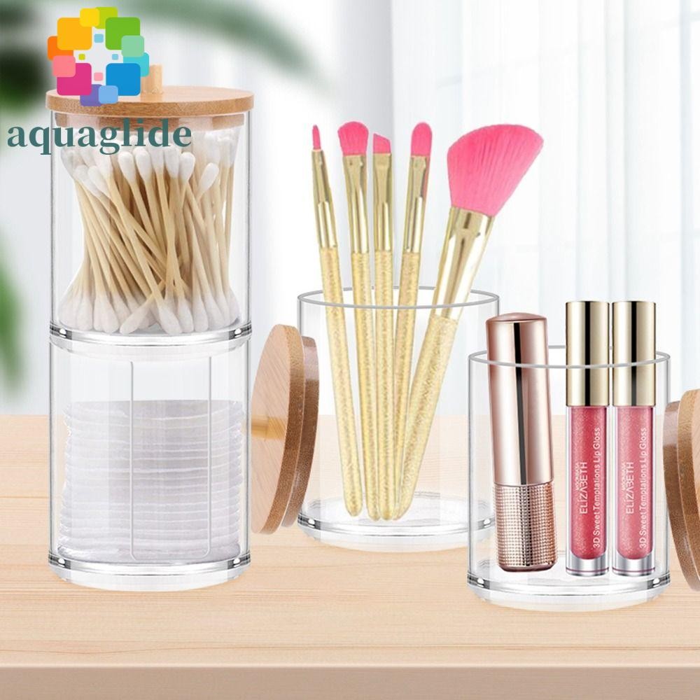 AQUAGLIDE Qtips ผู้ถือผ้าฝ้าย Pad สําหรับอุปกรณ์ห้องน้ําเครื่องประดับคอนเทนเนอร์เครื่องสําอางพร้อมฝา