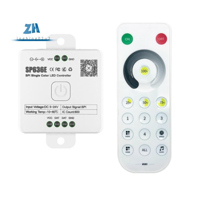 AND-SP636E SPI DC5-24v คอนโทรลเลอร์ขาวดําพร้อมรีโมทคอนโทรลรองรับรีโมทคอนโทรลสัมผัส 2.4G