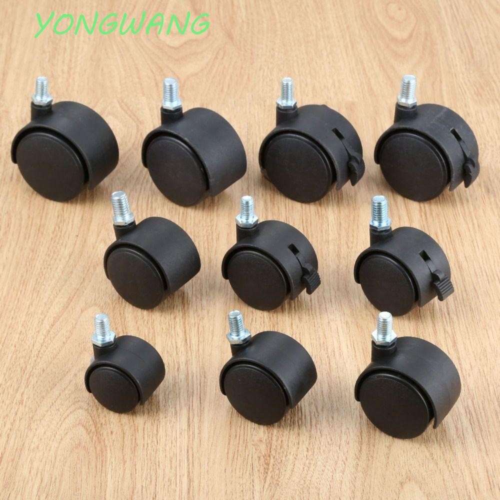 YONGWANG เก้าอี้ล้อเลื่อนสีดํา 4 ชิ้นสําหรับเฟอร์นิเจอร์อุตสาหกรรมเบรครถเข็นเปลี่ยนเงียบเฟอร์นิเจอร์ล้อ