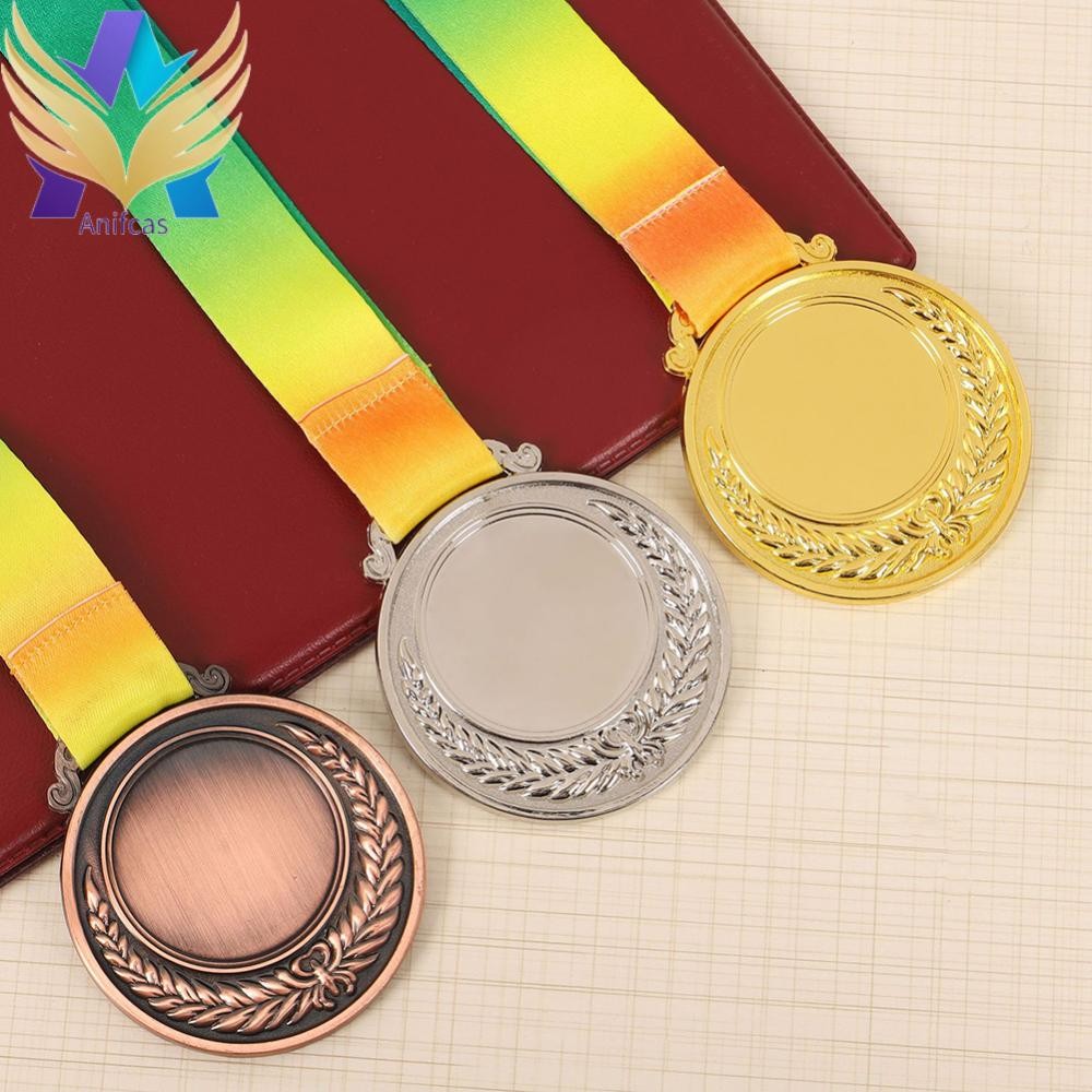 เหรียญรางวัลสีบรอนซ์เงินทอง 2 นิ้วพร้อมริบบิ้นคอ 1st 2nd 3rd รางวัลเหรียญรอบสําหรับปาร์ตี้การแข่งขัน