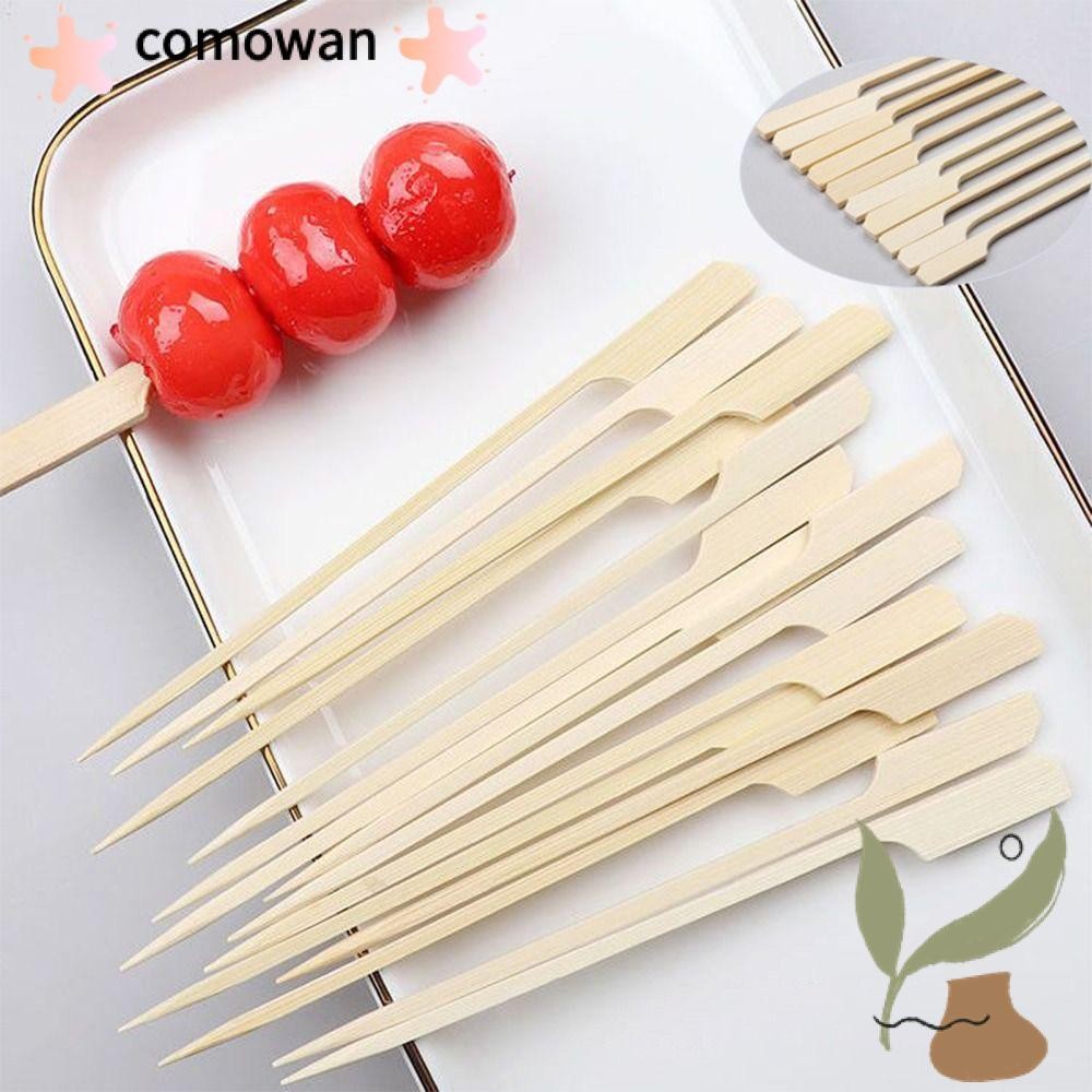 KOWAN 100 ชิ้นไม้บาร์บีคิว Skewers, ธรรมชาติ Camping Party ทิ้งไม้ไผ่ Sticks, แบบพกพา Kabob ไม้ไผ่เครื่องมือบาร์บีคิว BBQ ไม้ไผ่ Skewers