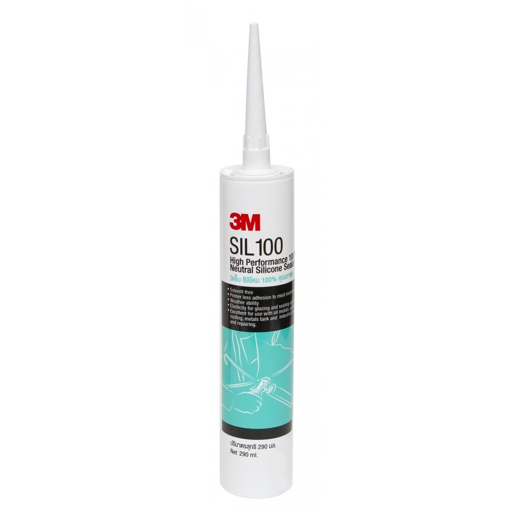 ซิลิโคน 3M กาวซิลิโคน SIL 100 สีใส ดำ ขาว ยาแนว ไม่มีกรด  sil100 100% วัสดุอุดรอยต่อ ไร้กรด 3 เอ็ม bonus