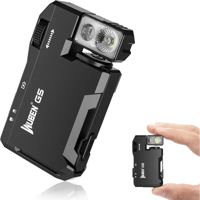 WUBEN G5 Rechargeable EDC Powerful RGB Flashights, 400 Lumens Portable Flat Mini Flashlights, Magnet
