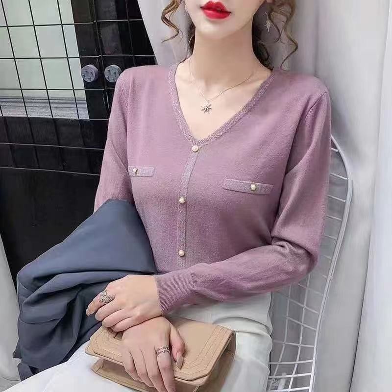 ฤดูใบไม้ร่วงฤดูหนาวรูปแบบใหม่การออกแบบ Sense Niche Light Mature v คอขนสัตว์ถัก Classy สไตล์ I XIOD ก