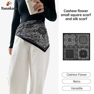 ส่งเร็ว🚚ผ้าพันคอสี่เหลี่ยมเล็กลายดอกมะม่วงหิมพานต์ ผ้าพันคออ…