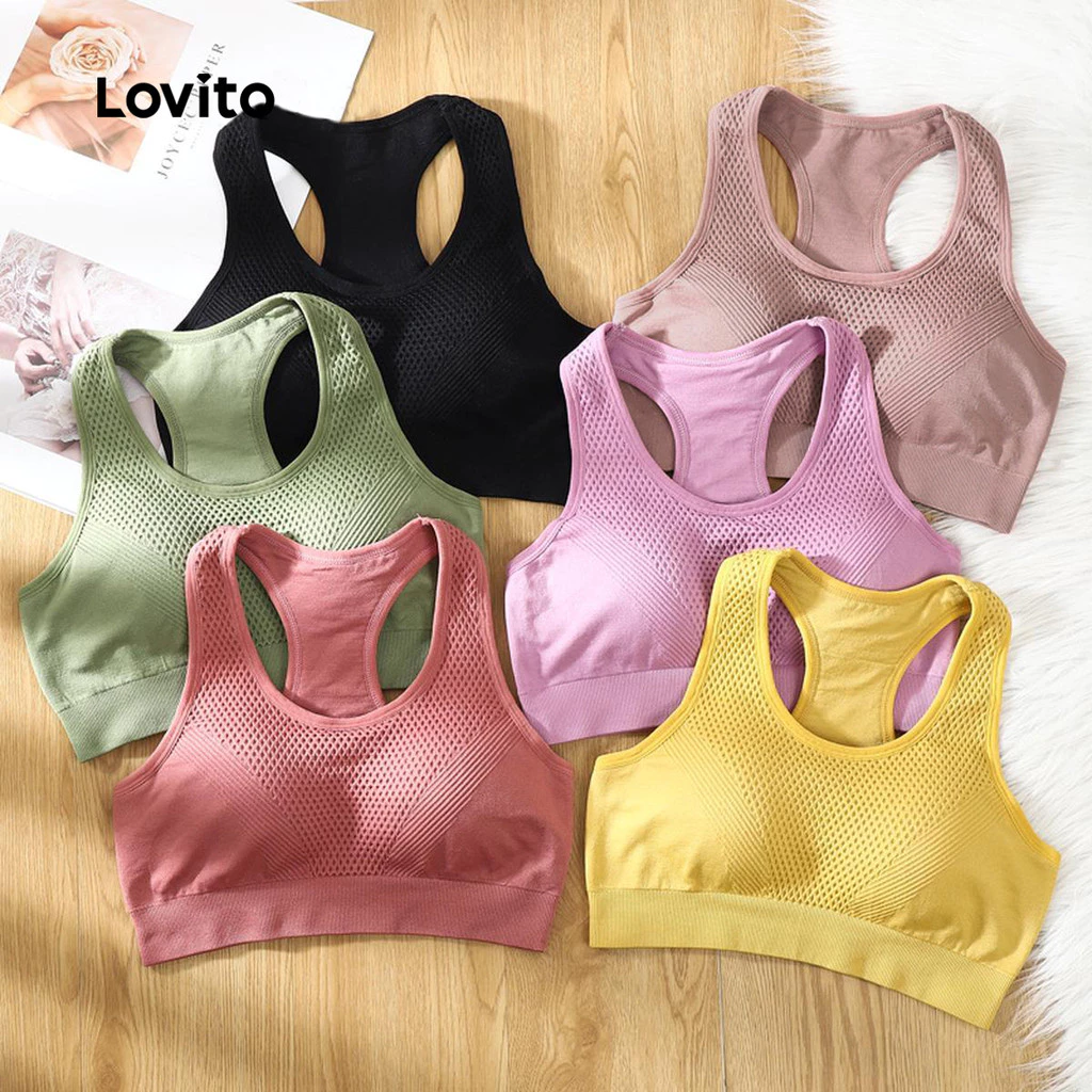 Lovito บราสปอร์ต ไร้รอยเย็บ มีเข็มขัด LNE51381 thumbnail 4