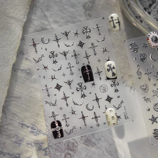 Tomoni สติกเกอร์แต่งเล็บโลหะ diy ขายร้อน Dark สไตล์เล็บสติกเกอร์ Gothic สตรอเบอร์รี่เล็บอุปกรณ์เสริมสติกเกอร์