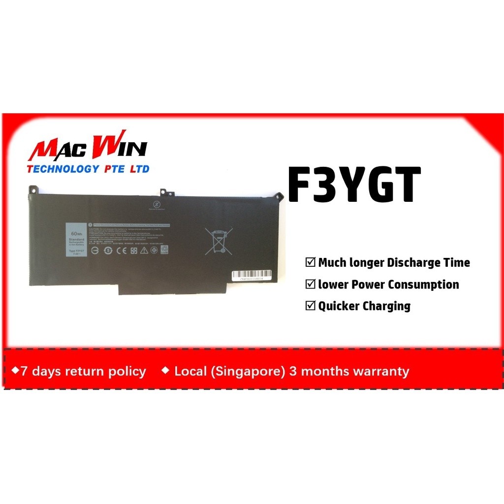 ใหม่ F3YGT แบตเตอรี่สําหรับ Dell Latitude 12 7000 7280 7290 DM3WC DM6WC 2X39G