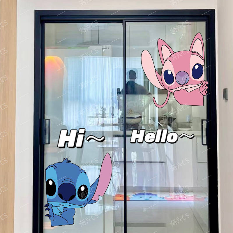 Bathroom Stickers Door Sticker Cute Household Toilet Tile Home Stickers Cartoon Stitch Wall Stickers
