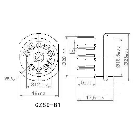 Nine-Pin PCB Tube Tube Holder สําหรับ GZS9-B1 Nine-Pin Tube Socket 12AX7A