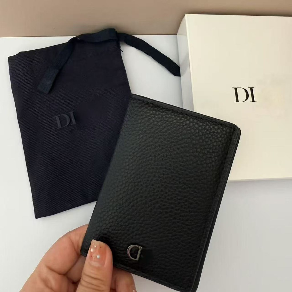 D ใหม่สูงสั่งซื้อของขวัญกระเป๋าหนังลูกวัวสีดํากระเป๋าสตางค์กระเป๋าสตางค์ที่เรียบง่ายสําหรับผู้ชายและ