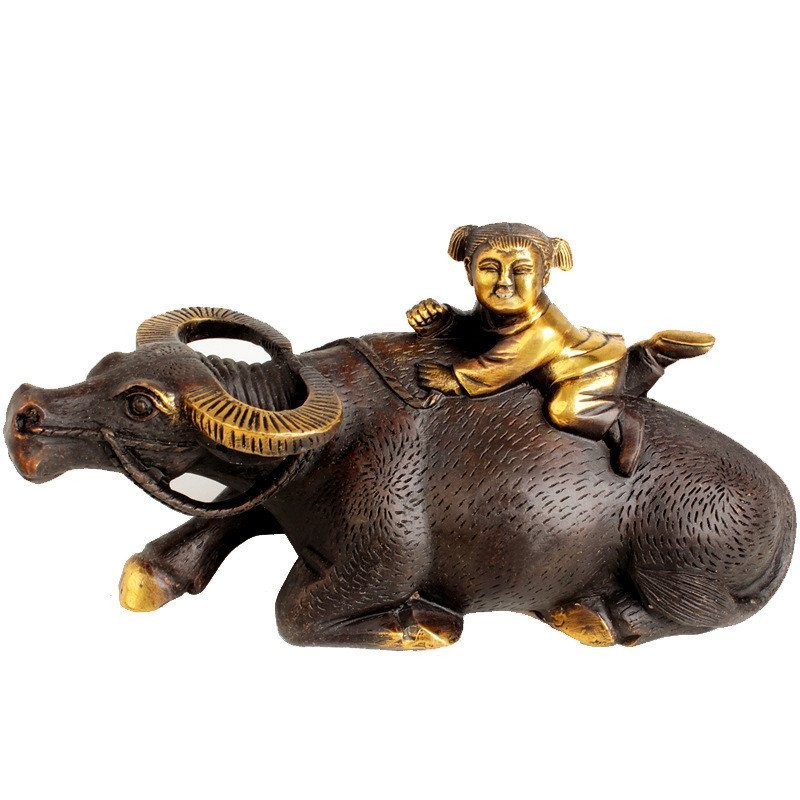 Fu ตกแต่งขายส่งตกแต่งบ้านของขวัญ Shepherd Boys Ox Bar Copperware เครื่องประดับทองแดง Ox เครื่องประดั