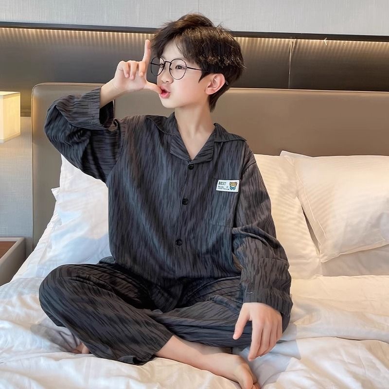 ชุดนอนเด็กไม่จำกัดเพศ พร้อมคาร์ดิแกนแขนยาว สไตล์สองชิ้น เหมาะสำหรับทารกและเด็กโต