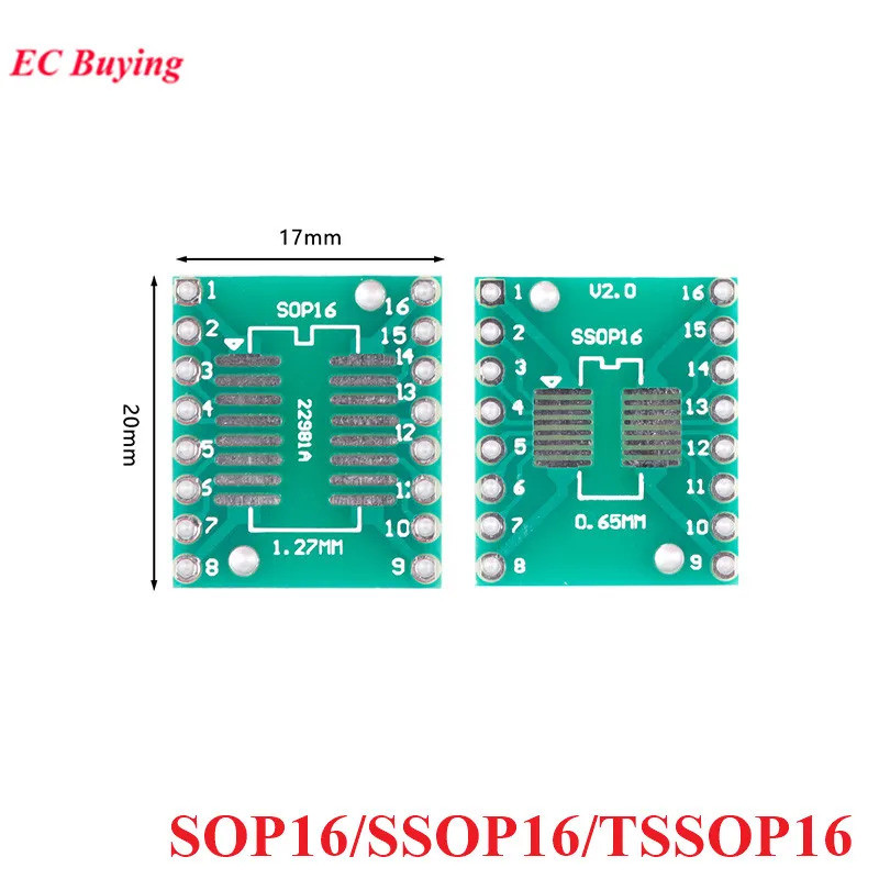 20 ชิ้น/1 PC SOP16 SSOP16 TSSOP16 ถึง DIP16 Transfer Board DIP Pin อะแดปเตอร์ IC Test แผ่น PCB 0.65 มม.1.27 มม.2.54 มม.Pitch