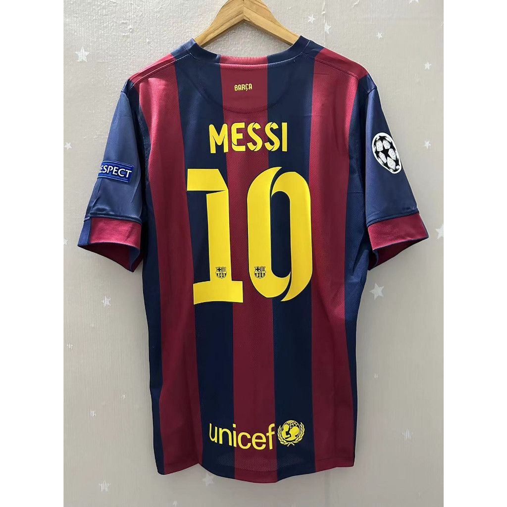 เสื้อยืดทีมบาร์เซโลนา 2014-15 แบบคลาสสิก - เลือกหมายเลข Messi, Neymar Jr., Suarez - ขนาด S ถึง XXL ค