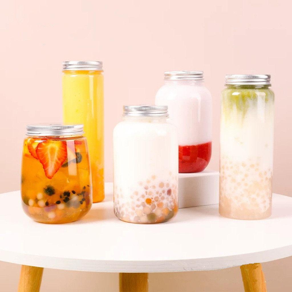 500มล น้ําผลไม้แบบพกพาขวดชาชงเย็นขวดเครื่องดื่มพลาสติกใสขวดชานมแบบใช้แล้วทิ้ง