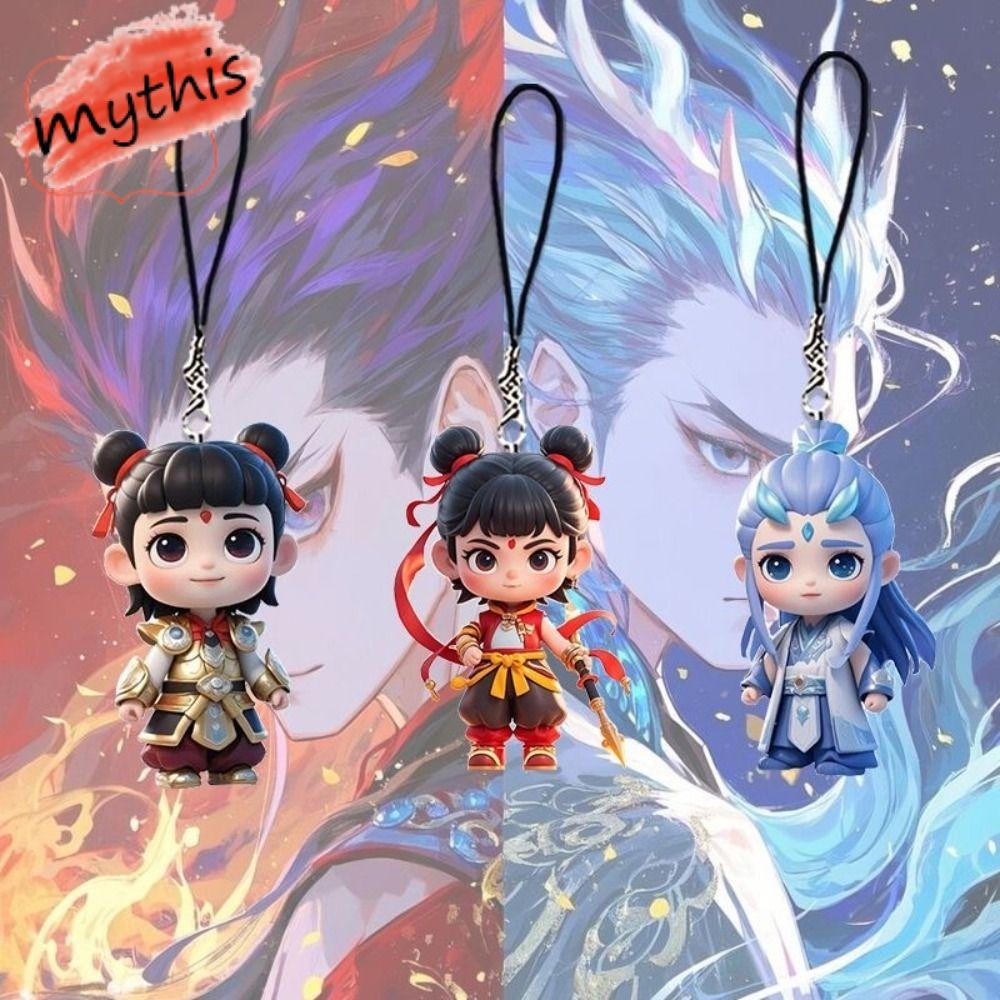 [MYTHIS] พวงกุญแจ, Nezha 2: The Demon Childs Sea Cartoon Nezha Key Chains Pendant, Funny Portable Ac
