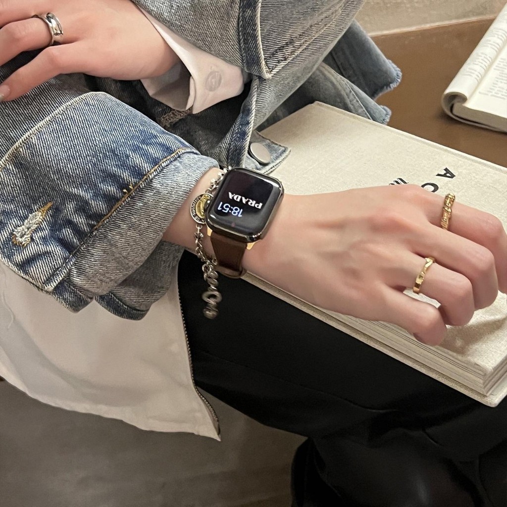 สายหนังระดับไฮเอนด์ประณีต S10 เหมาะสําหรับ Appple Watch9 Apple Watch iwatch8SE