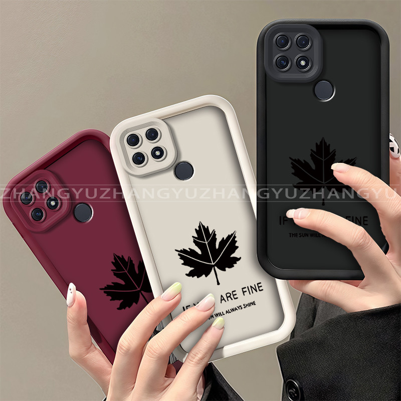 กันกระแทกเหมาะสําหรับ OPPO A15 A15S A35 เคสโทรศัพท์รูปแบบใบเมเปิ้ลใหม่เคสป้องกันปกอ่อน JT03