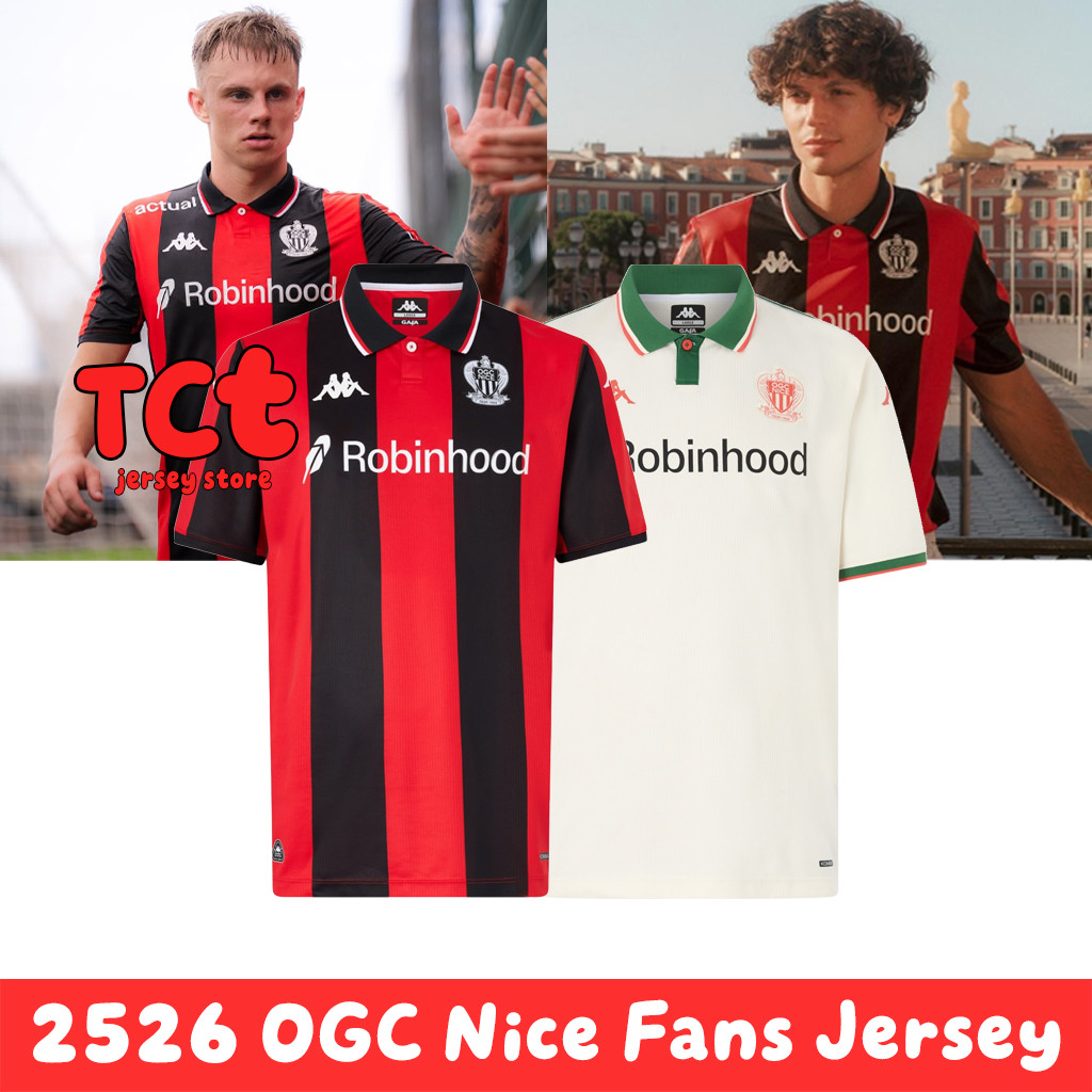 OGC Nice 25/26 home away Third Top Quality แฟนรุ่นเสื้อฟุตบอลฟุตบอล S-4XL ผู้ชาย