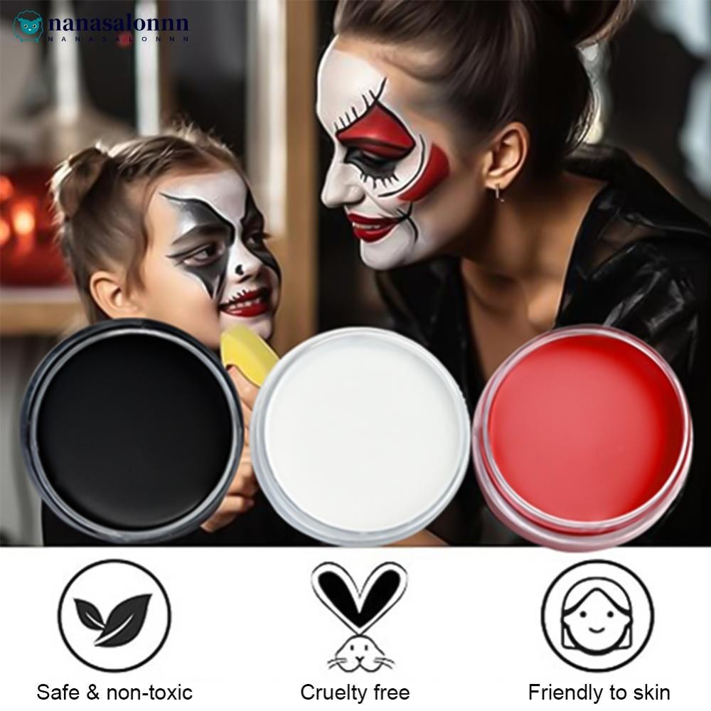 NANASALONNN Professional Face Paint Body Paint แต่งหน้าสีขาวสีดําสีแดงภาพวาดเทคนิคพิเศษแต่งหน้าสําหร