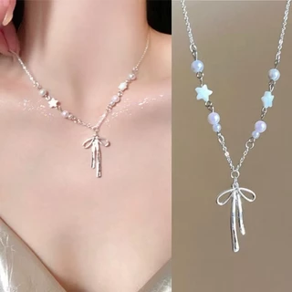 ร้านไทย พร้อมส่ง 🎀สร้อยคอมุก จี้โบว์ สำหรับผู้หญิง จี้ประดับมุก สไตล์เกาหลี เครื่องประดับแฟชั่น สร้อยคอโซ่ N235