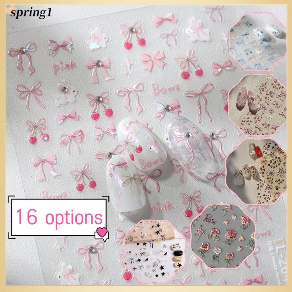 ✨ สติกเกอร์ติดเล็บลายนูนติดโบว์ด้านหลัง (SPRING)