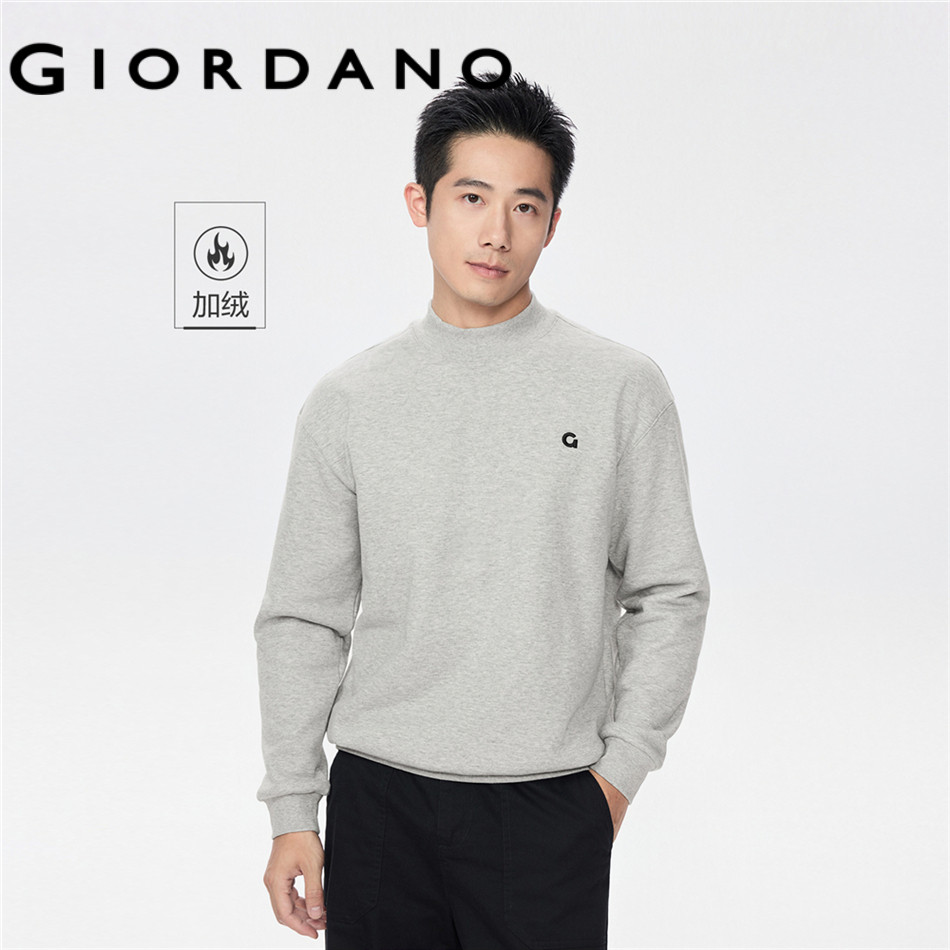 GIORDANO MEN Fleece-lined letter mock neck sweatshirt 18025635