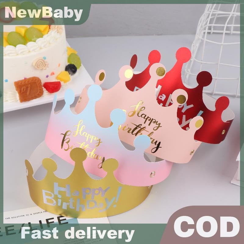 NEWBABY 25PCS Creative Happy Birthday หมวกมงกุฎหมวก DIY Handmade Party Decor Photo Prop สําหรับผู้ให
