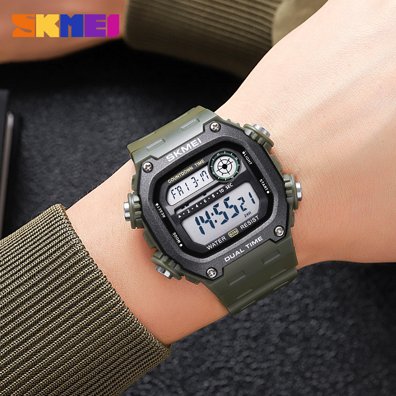 SKMEI นาฬิกาข้อมือบุรุษดิจิตอลนาฬิกาปลุกนาฬิกาจับเวลากันน้ําจอแสดงผล LED นับถอยหลังกีฬานาฬิกาสําหรับผู้ชายนาฬิกา montre homme 2126 - รูปที่ 6