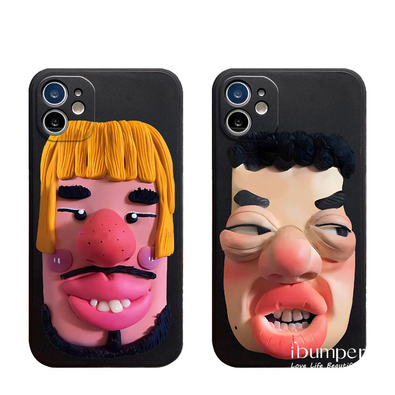 Ibumpers ตลก 3D ตัวอักษรรูปแบบเคสโทรศัพท์สําหรับ IPhone 16 15 14 13 12 11 Pro Max IP 7 8 Plus X XS XR Xs Max ซิลิคอนนุ่มกันกระแทกปกหลัง thumbnail 5