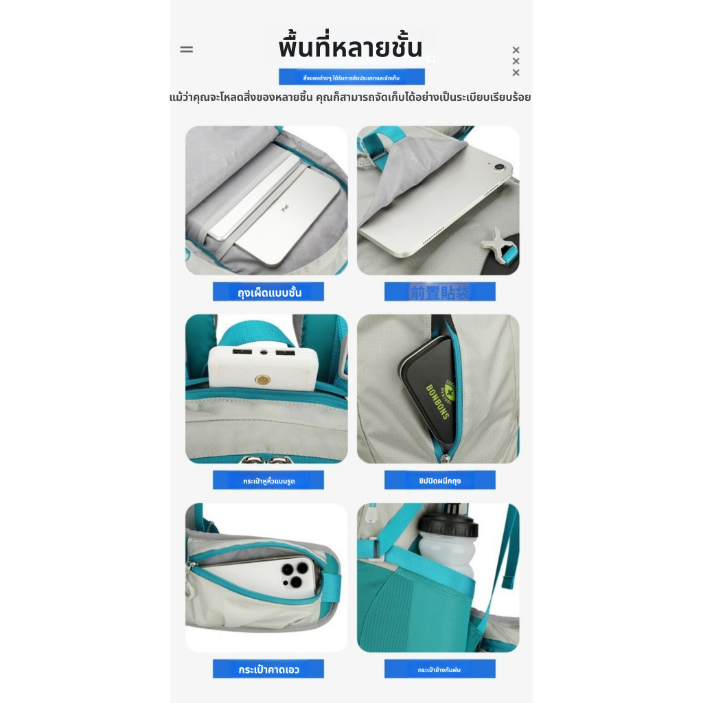 🏕️ เป้เดินป่า 40 ลิตร (ชาย/หญิงใช้ได้) | ฐานรองแบบลอย | กระเป๋าเป้สะพายหลังน้ำหนักเบามีฟีเจอร์มากสำหรับเดินป่าภายนอก - รูปที่ 5