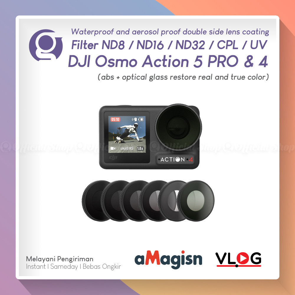 AMagisn เลนส์ UV CPL สําหรับ DJI Action 5 Pro / 4 ตัวกรอง ND Insta360 Combo เลนส์ CPL และ ND8 ND16 N