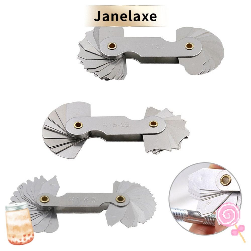 JANELAXE 16 ชิ้น/เซ็ต Radius Gauge Radius Fillet Gauge วัด Gage สแตนเลสวัดศูนย์