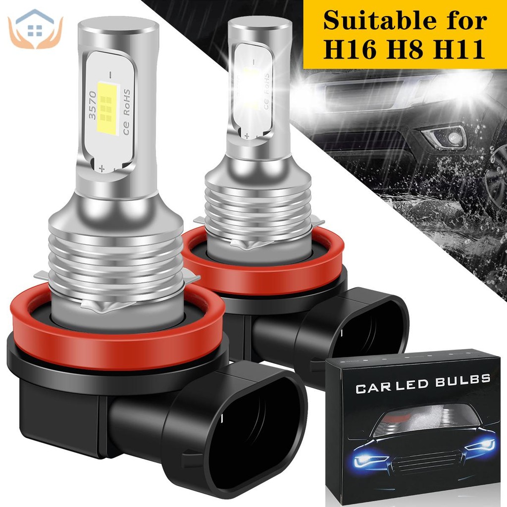 2 ชิ้น LED ไฟหน้าหลอดไฟ 6000 พัน 7000LM LED หมอกหลอดไฟกันน้ําไฟหน้าหลอดไฟใช้งานร่วมกับ H16 H11 H9 H8