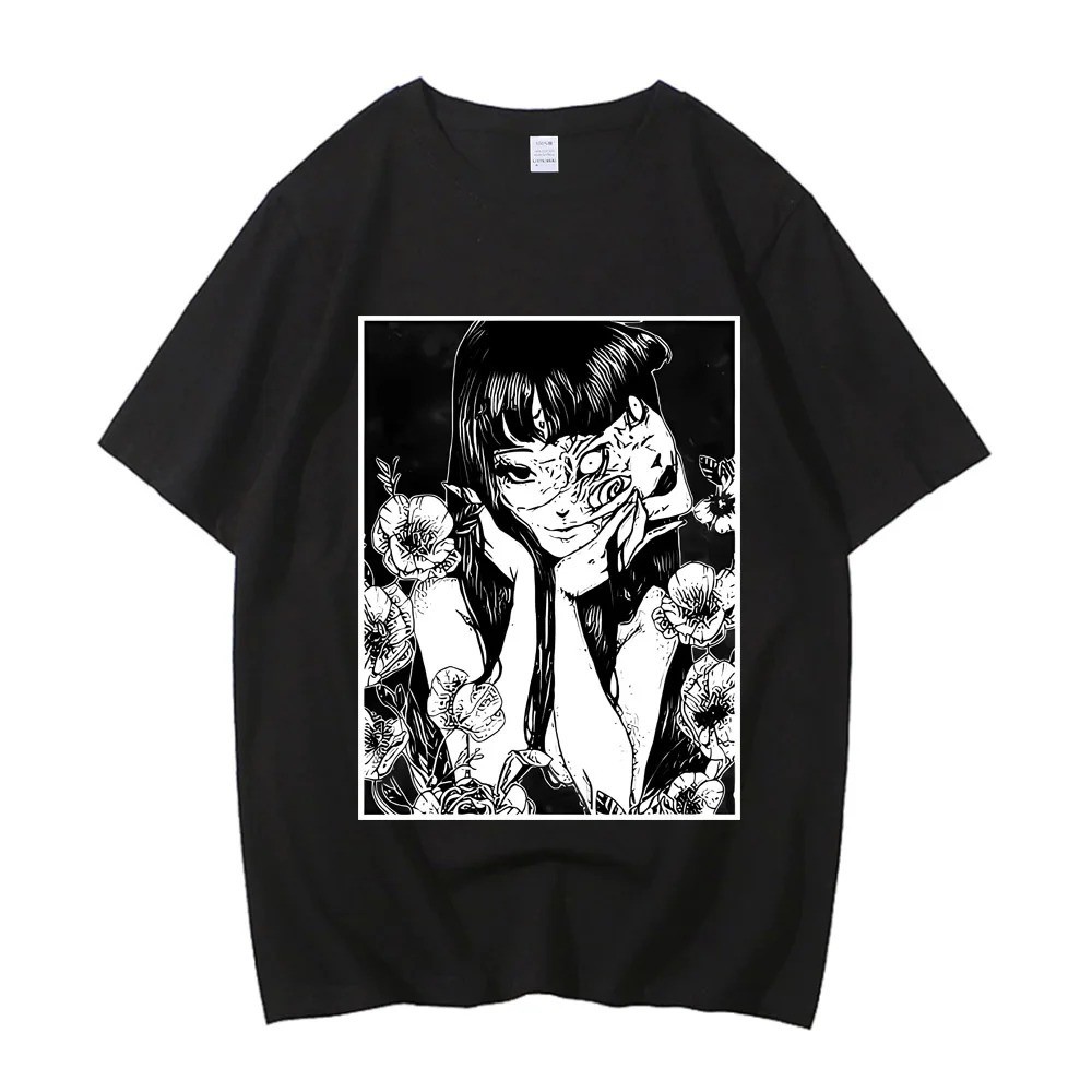 เสื้อยืด Junji Ito Uzumaki สไตล์การ์ตูนญี่ปุ่นแนวสยองขวัญแต่สนุก