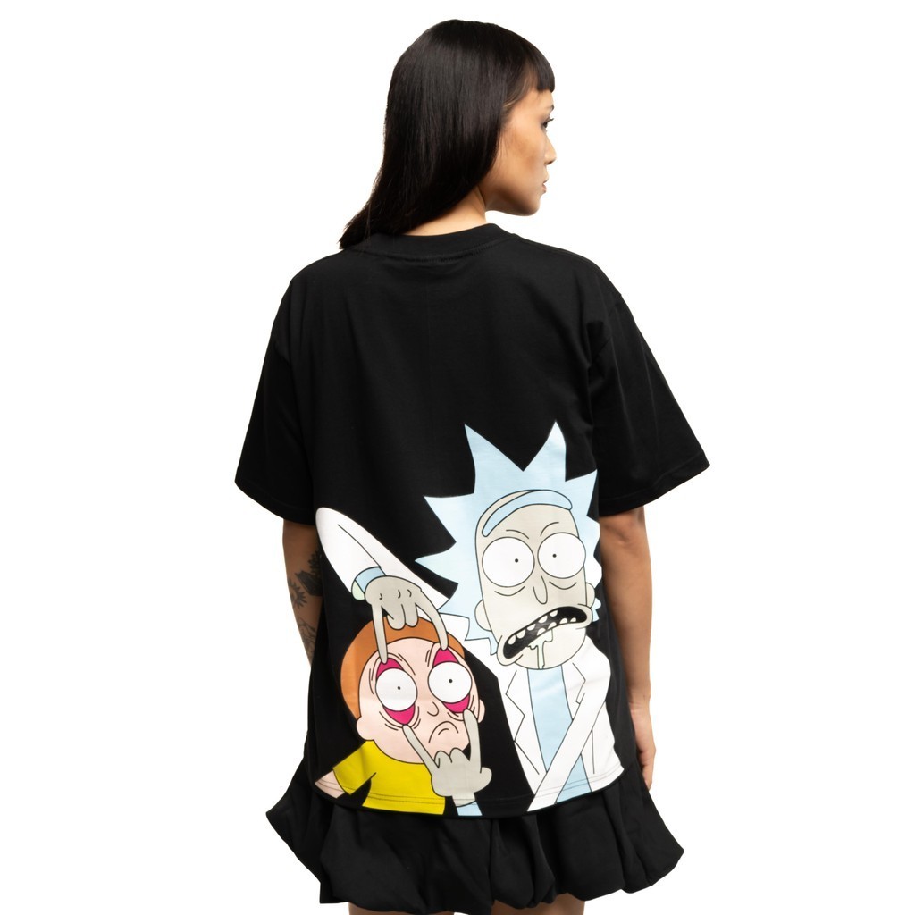 "R1CK & M0RTY" RELAXED FIT TSHIRT BLACK MEN WOMEN UNISEX COTTON COMBED 20s