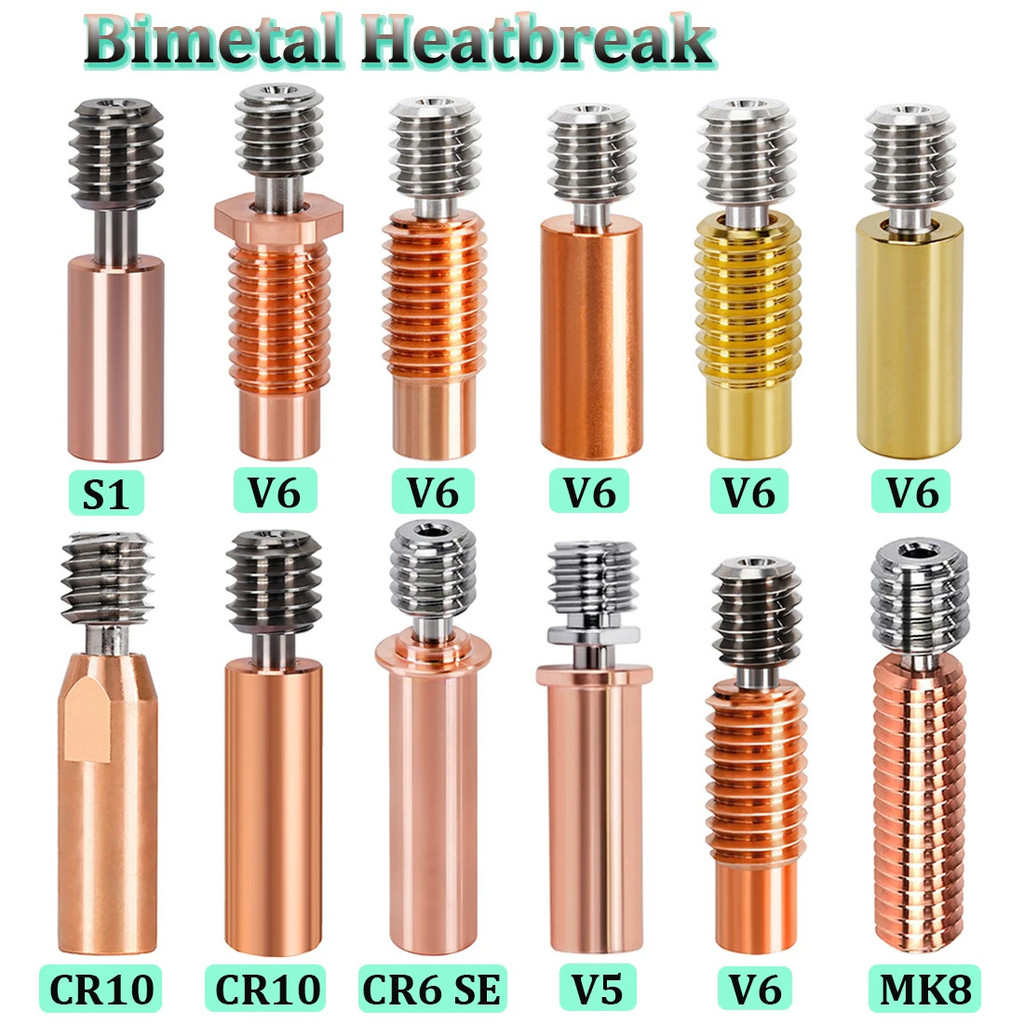 E3D V5 V6 คอ CR10 Bi-metal Heatbreak ทองแดงชุบ MK8 คอ Bimetal สําหรับ Ender 3 S1 CR6 SE CR10 สมาร์ท 