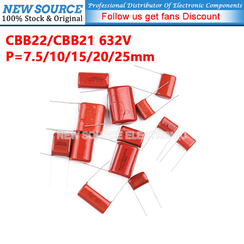 [5-10 ชิ้น] CBB21/22 ตัวเก็บประจุ 250V 75/10/15/20/25 มม.103J 6863J 104J 224J 334J 364J 437J 684J 10