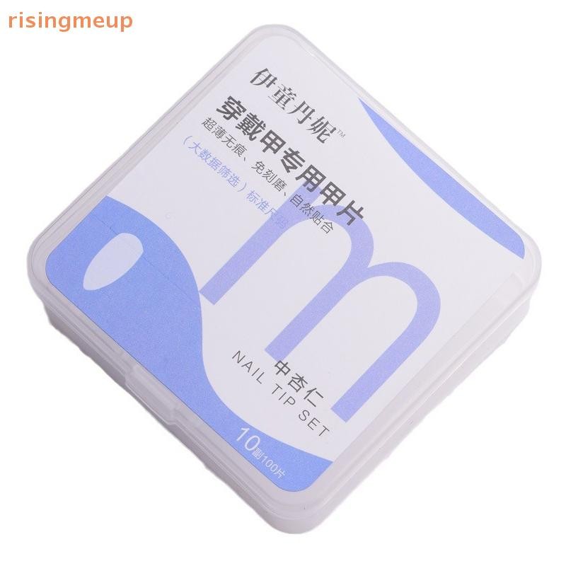 [risingmeup] 100 ชิ้น/กล่องเล็บปลอมโปร่งใสกดบนเล็บครอบคลุมเล็บปลอมเคล็ดลับสั้นรูปหยดน้ําสติกเกอร์เต็มรูปแบบสําหรับเล็บใหม่ - รูปที่ 7