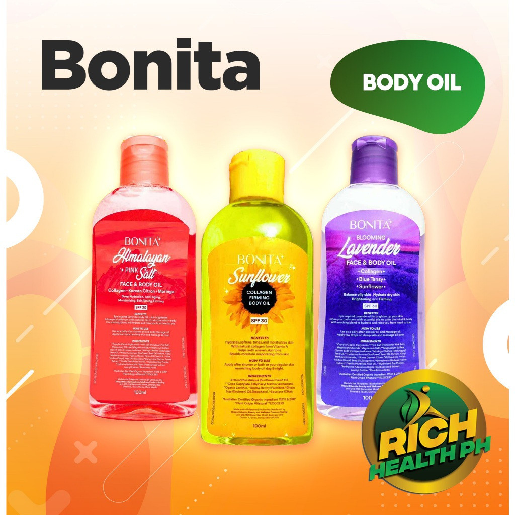 BONITA FACE AND BODY OIL 100mL SUNFLOWER, HIMALAYAN PINK SALT & LAVENDER 62214521