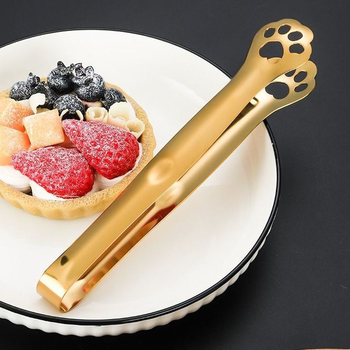 Spot Goods#304Stainless Steel Cat Paw Clip Thickened Food Clip Cold Dish Clip Buffet Clip ktv Lemon 